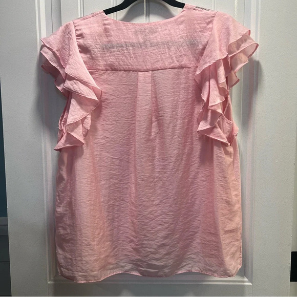 Ryegrass Buckingham Rose Button Front Semi Sheer Ruffle Sleeve Blouse. Size XL. - Picture 8 of 13